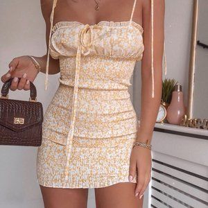 Floral Print V-Neck Mini Dress